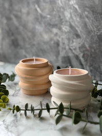 Aberto Design Glamour Candle 6TM Juego de 2 Velas de Soya en Concreto Blanco
